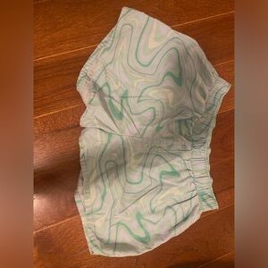Cute teal Pj shorts with a swirly pattern super comfy